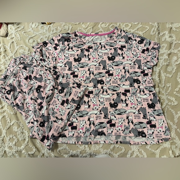 Secret Treasures Pink and Black Pajama Set W/ Cute Dogs Super Soft 3X (24W-26W) - Picture 1 of 12